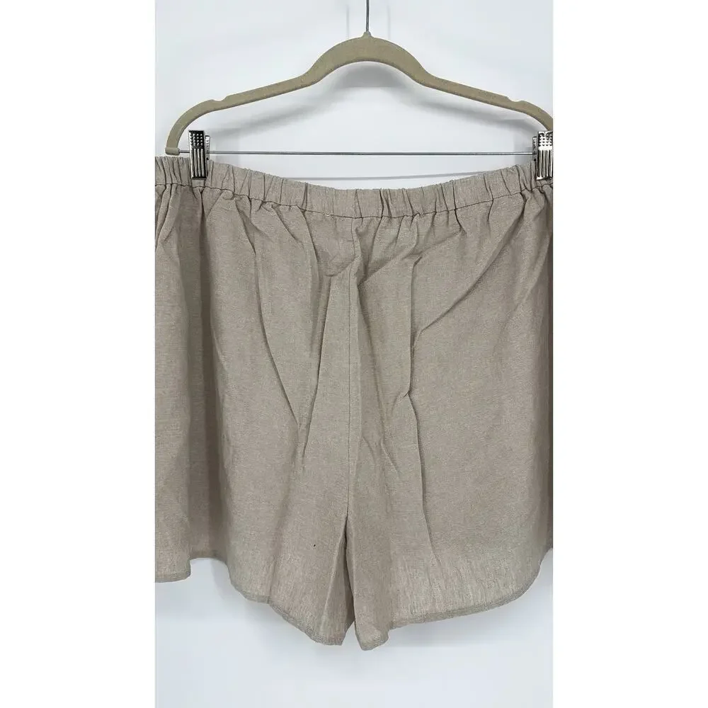 Old Navy 2X Beige Linen Blend Wrap Skort Pull On Shorts Skirt Plus Size